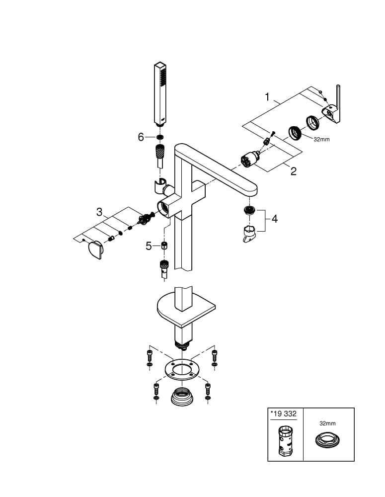 23846003 Grohe Plus чешма за када од под thumb 2