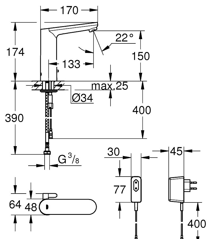 36421000 Eurosmart Cosmopolitan електронска сензорска чешма thumb 2